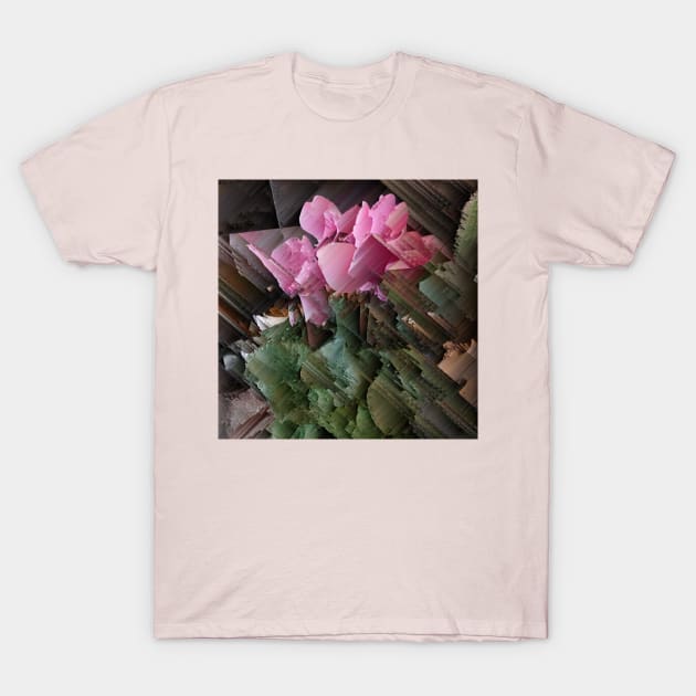 Glitched Pink Cyclamen T-Shirt by JillyBeanDesign